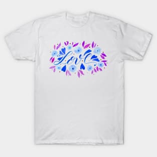 Love and flowers - blue and purple T-Shirt